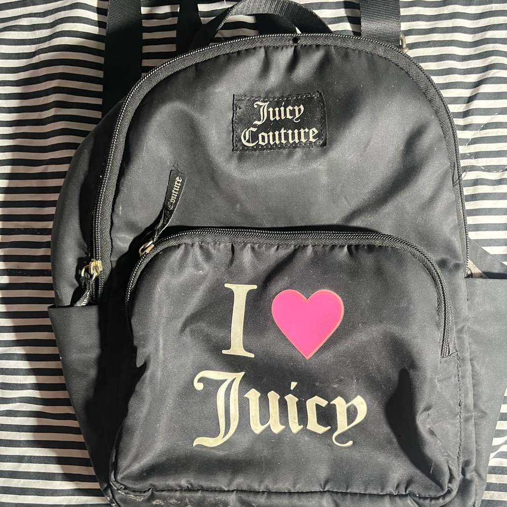 Juicy Couture Black Backpack with Pink Heart